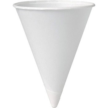 SOLO&#174; Cup Company Cone Water Cups, Paper, 4oz, Rolled Rim, White, 200/Bag, 25 Bags/Carton