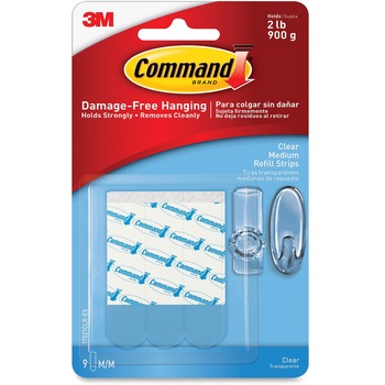 Command Clear Refill Strips, 5/8 x 1 3/4, 9/Pack