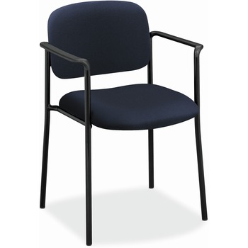 HON VL616 Series Stacking Guest Chair with Arms, Navy Fabric