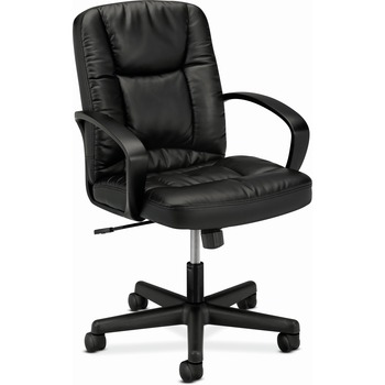 HON VL171 Series Executive Mid-Back Chair, Black Leather