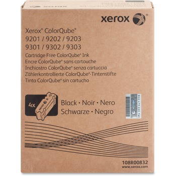 Xerox 108R00832 Ink Sticks, 40,000 Page-Yield, Black, 4/Box