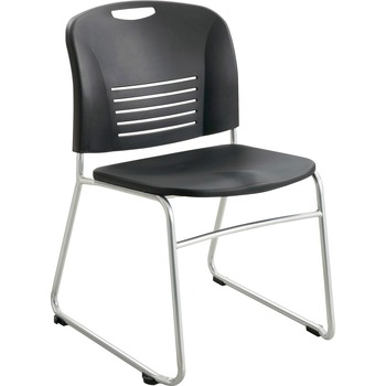 Safco Vy Series Stack Chairs, Plastic Back/Seat, Sled Base, Black, 2/Carton