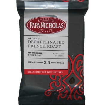 PapaNicholas Coffee Premium Coffee, Decaffeinated French Roast, 18/Carton