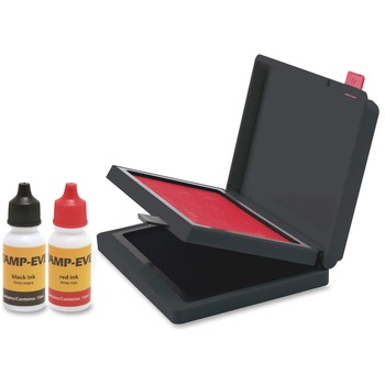 Identity Group Two-Color Stamp Pad with Ink Refill, 2 3/8 x 4, Red/Black