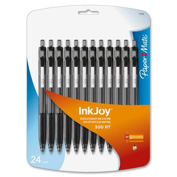 Paper Mate InkJoy 300RT Ballpoint Pen, 1mm, Black Ink, 24/Pack