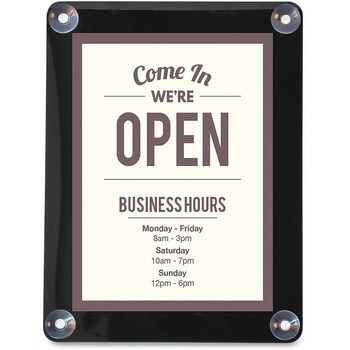 deflecto&#174; Window Display w/Suction Cups, 8.5&quot; x 11&quot;, Black