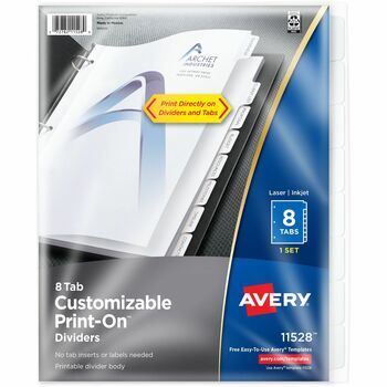 Avery Print-On™ Dividers, 8-Tab ST/PK