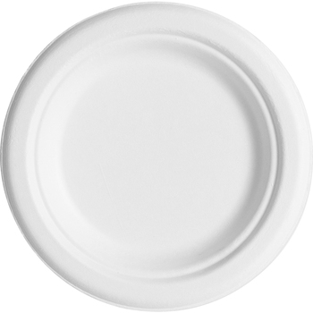 Eco-Products Renewable and Compostable Round Plates, Sugarcane, 6&quot;, White, 50 Plates/Pack