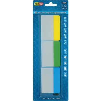 Redi-Tag Write-On Self-Stick Index Tabs, 1 1/2 x 2, Blue, Green, Yellow, 30/Pack