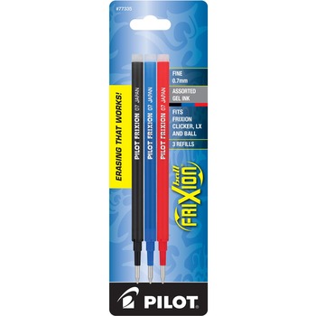 Pilot&#174; Refill for FriXion Erasable Gel Ink Pen, Assorted, 3/Pk
