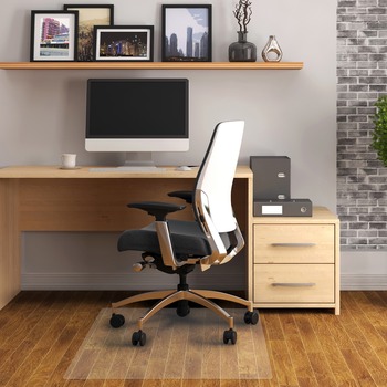 Floortex Cleartex Advantagemat Hard Floor Chair Mat, 45 in L x 53 in W, 80 mil Thick, Rectangular, Polyethylene Terephthalate, Polyvinyl Chloride, Clear