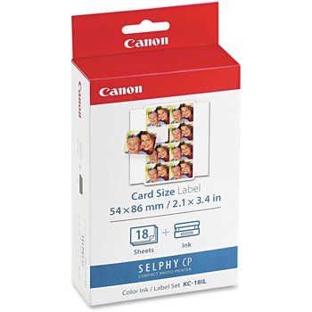 Canon 7740A001 (KC-18IL) Ink &amp; Label Set, Card Size, Black/Tri-Color