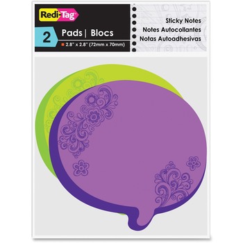 Redi-Tag Thought Bubble Notes, 2 3/4 x 3, Neon Green, 75-Sheet Pads, 2/Set
