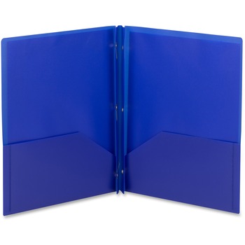 Smead Poly Two-Pocket Folder w/Fasteners, 11 x 8 1/2, Blue, 25/Box