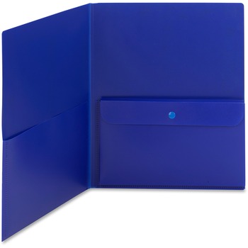 Smead Poly Two-Pocket Folder w/Security Pocket, 11 x 8 1/2, Blue, 5/Pack