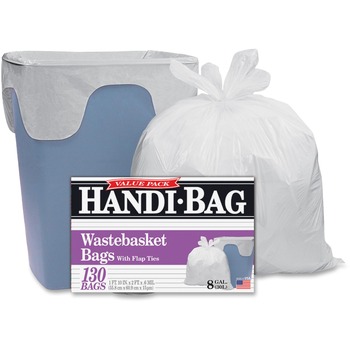 Handi-Bag Super Value Pack, 8gal, .55mil, 22 x 24, White, 130/Box