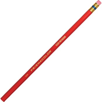 Prismacolor Col-Erase Pencil w/Eraser, Carmine Red Lead/Barrel, Dozen