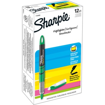 Sharpie Accent Liquid Pen Style Highlighter, Chisel Tip, Fluorescent Green, Dozen