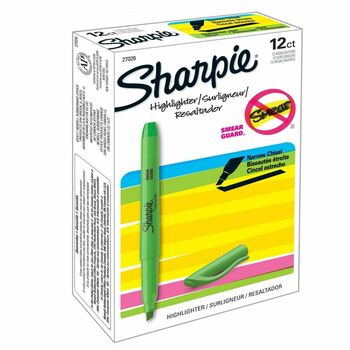 Sharpie Accent Pocket Style Highlighter, Chisel Tip, Fluorescent Green, Dozen
