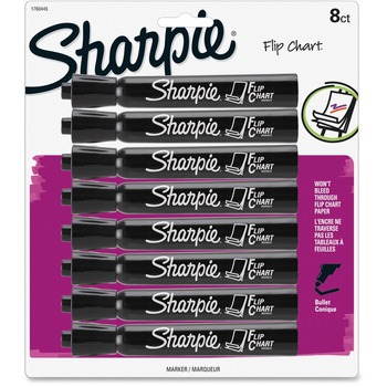 Sharpie Flip Chart Marker, Bullet Tip, Black, 8/Card