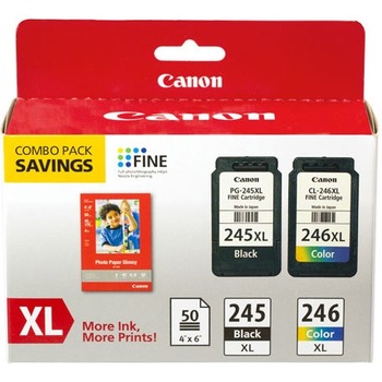 Canon 8278B005 (PG-245XL/CL-246XL) Ink &amp; Paper Combo Pack, for Photo Paper, Black/Tri-Color