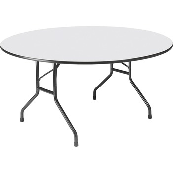 Iceberg Premium Wood Laminate Folding Table, 60 Dia. x 29h, Gray Top/Charcoal Base