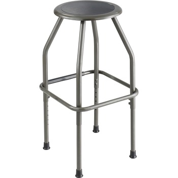 Safco Diesel Series Industrial Stool, Stationary Padded Seat, Steel Frame, Pewter