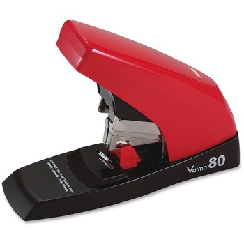 MAX Vaimo 80 Heavy-Duty Flat-Clinch Stapler, 80-Sheet Capacity, Red/Brown