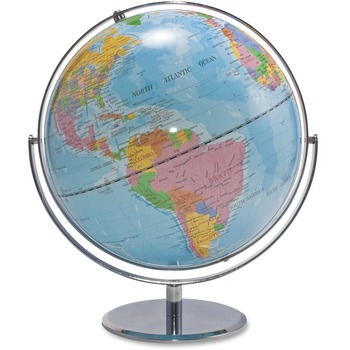 Advantus 12-Inch Globe with Blue Oceans, Silver-Toned Metal Desktop Base,Full-Meridian