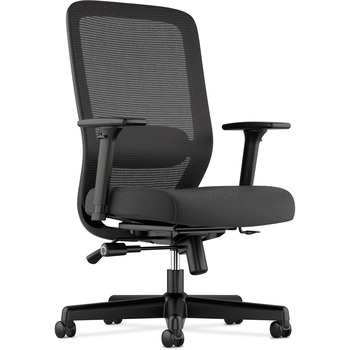 HON Exposure Mesh High-Back Task Chair, Synchro-Tilt, Lumbar, Seat Glide, 2-Way Arms, Black