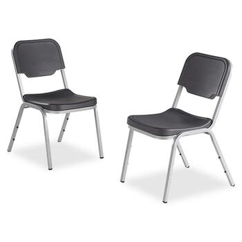 Iceberg Rough N Ready Series Original Stackable Chair, Charcoal/Silver, 4/Carton