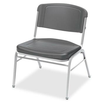 Iceberg Rough N Ready Series Big &amp; Tall Stackable Chair, Charcoal/Silver, 4/Carton