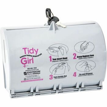 Stout Tidy Girl Plastic Feminine Hygiene Disposal Bag Dispenser, Gray