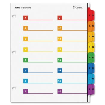 Cardinal OneStep Printable Table of Contents/Dividers, 16-Tab, 11 x 8 1/2, Multicolor