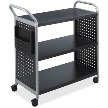 Safco Scoot Three-Shelf Utility Cart, 31w x 18d x 38h, Black/Silver