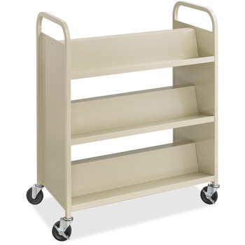 Safco Steel Book Cart, Six-Shelf, 36w x 18-1/2d x 43-1/2h, Sand