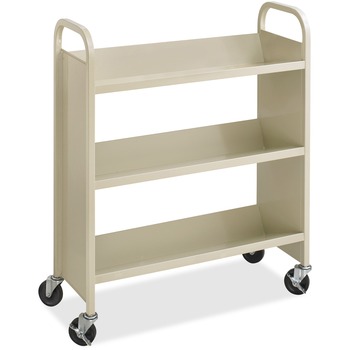 Safco Steel Book Cart, Three-Shelf, 36w x 14-1/2d x 43-1/2h, Sand