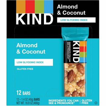 KIND Fruit and Nut Bar, Almond/Coconut, 1.4 oz, 12/Box