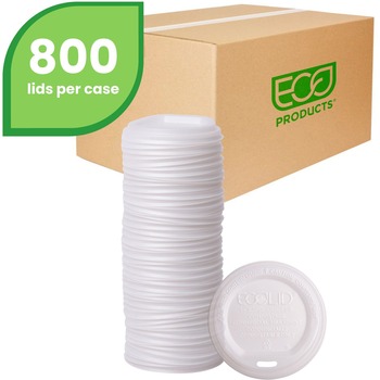 Eco-Products EcoLid Renewable &amp; Compost Hot Cup Lids, Fits 10-20oz Hot Cups, 50/PK, 16 PK/CT