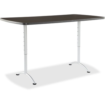 Iceberg ARC Sit-to-Stand Tables, Rectangular Top, 36w x 72d x 42h, Gray Walnut/Silver