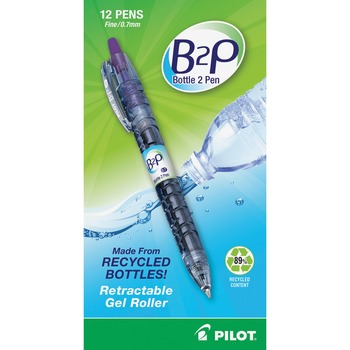 Pilot B2P Bottle-2-Pen Recycled Retractable Gel Ink Pen, Purple Ink, .7mm