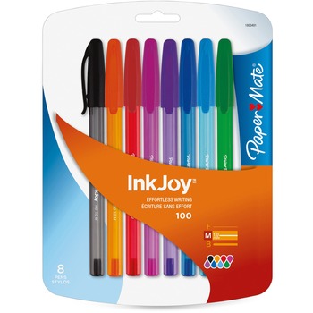 Paper Mate InkJoy 100 Stick Pen, 1.0 mm, Assorted, 8/Set