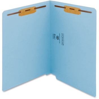 Smead WaterShed/CutLess End Tab 2 Fastener Folders, 3/4&quot; Exp., Letter, Blue, 50/Box
