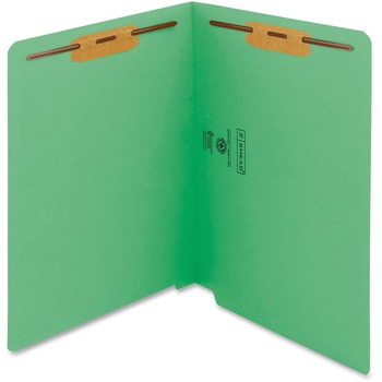 Smead WaterShed/CutLess End Tab 2 Fastener Folders, 3/4&quot; Exp., Letter, Green, 50/Box