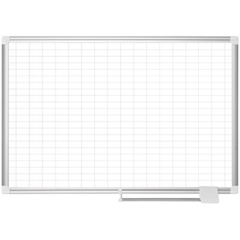 MasterVision Grid Planning Board w/ Accessories, 1x2&quot; Grid, 72x48, White/Silver