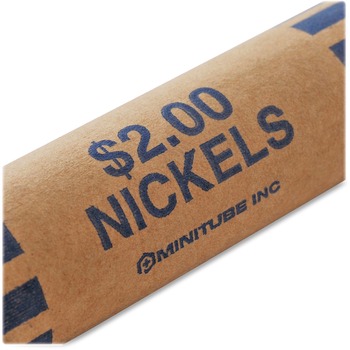 MMF Industries Nested Preformed Coin Wrappers, Nickels, $2.00, Blue, 1000 Wrappers/Box