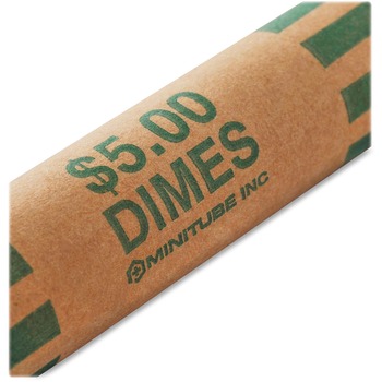 MMF Industries Nested Preformed Coin Wrappers, Dimes, $5.00, Green, 1000 Wrappers/Box