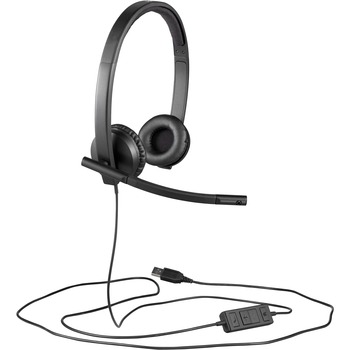 Logitech USB H570e Over-the-Head Wired Headset, Binaural, Black
