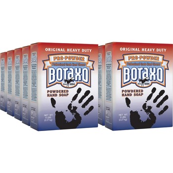 Boraxo Powdered Original Hand Soap, Unscented Powder, 5lb Box, 10/Carton