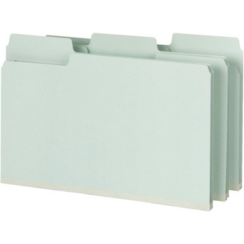 Smead SuperTab Folders with SafeSHIELD Fasteners, 1/3 Cut, Legal, Gray/Green, 25/Box